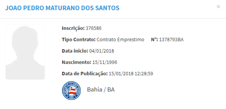 Contrato de João Pedro é registrado no BID da CBF (Foto: Reprodução/CBF)