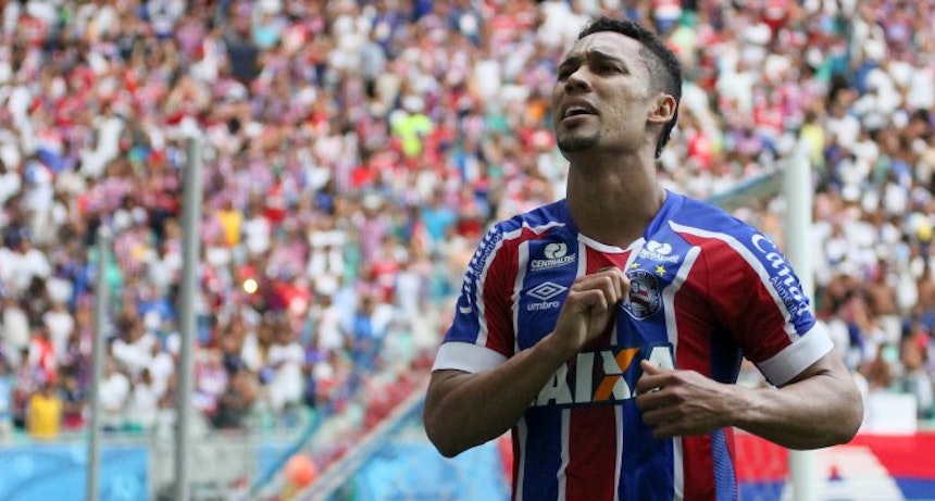 Edigar Junio comemora gol na Arena Fonte Nova (Foto: Marcelo Malaquias/Divulgação/EC Bahia)