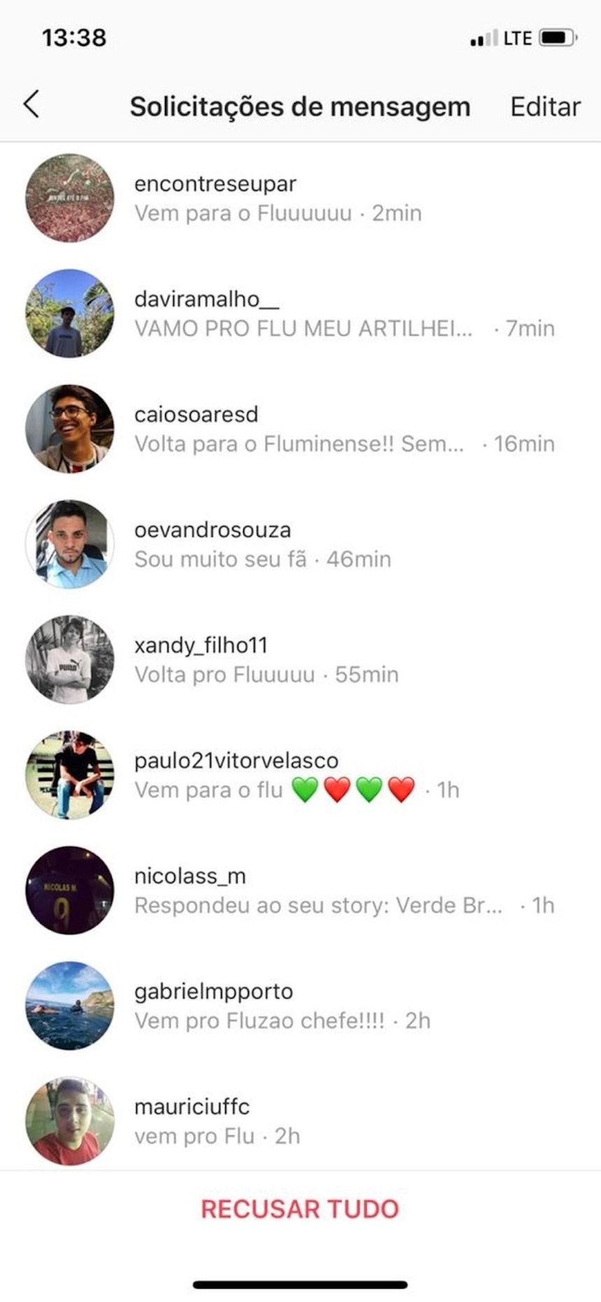 Torcedores do Fluminense pedem o retorno de Vinícius (Foto: Reprodução)
